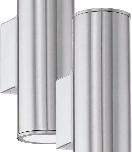 Loops 2 Pack Stainless Steel IP44 Outdoor Wall Light, Silver Up and Down Porch Lamp with GU10 Socket