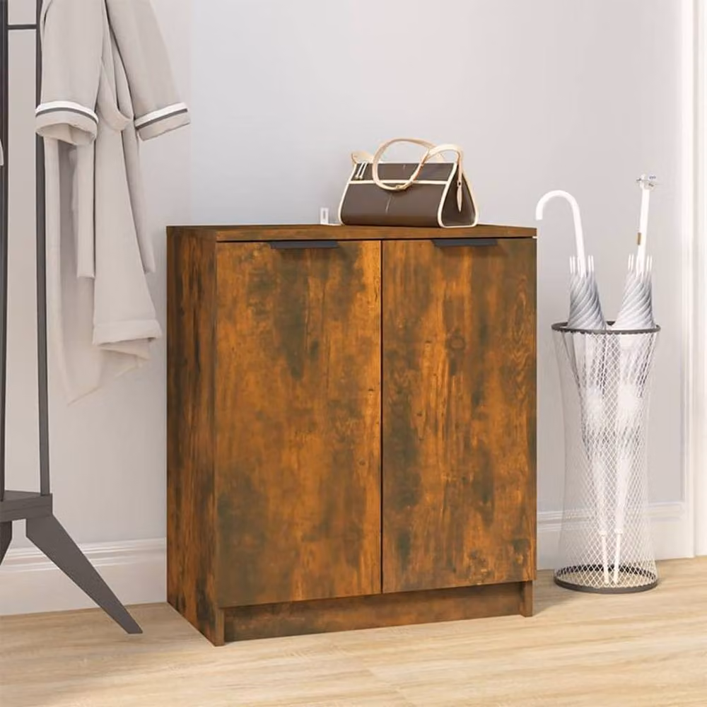 Berkfield Home Smoked Oak Shoe Cabinet in Brown, W/D/H: 59 x 35 x 70 cm – 2