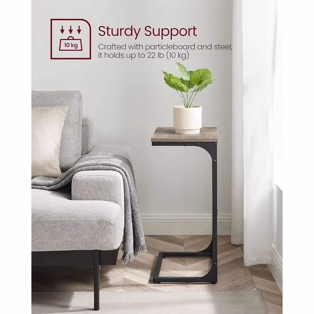 FORGEVIO C-Shaped Metal Side Table in Brown – 4