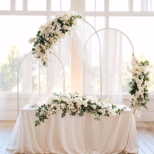 Lifeideas 3-Piece White Carbon Steel Arched Wedding Backdrop Stand