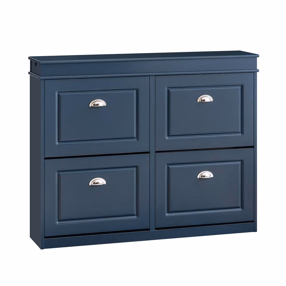 SoBuy Slim Modern Shoe Cabinet with Tilting Compartments in Matt Blue – 2