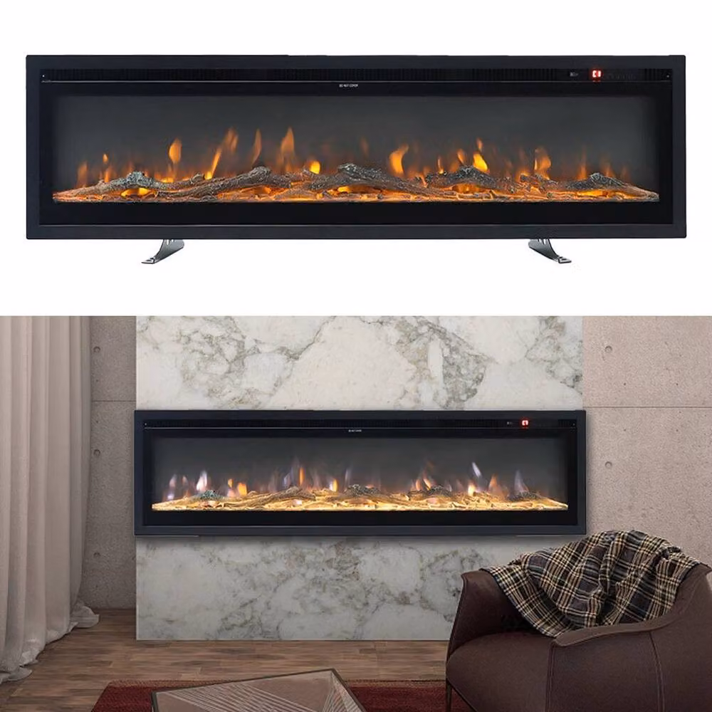 FORGEVIO 50-inch Wall Mounted LED Fireplace with 9 Colour Options in Black – 2
