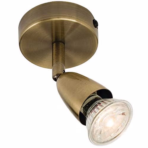 Loops Modern Adjustable Single GU10 Ceiling Spotlight in Gold/Brass, Dimmable LED Downlight