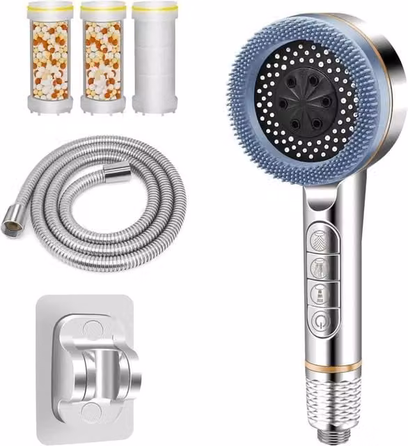 KORVIXA High Pressure Handheld Rain Massage Jet Shower Head in Silver – 1