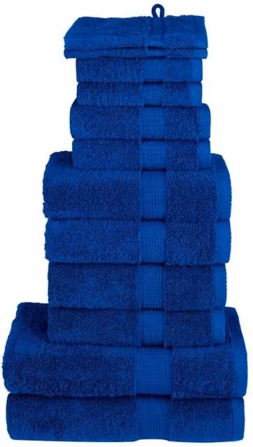 Berkfield Home SOLUND 12 Piece Premium Blue Cotton Terry Towel Set, 600 gsm
