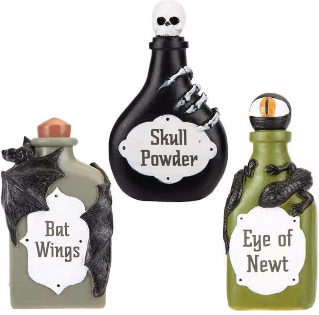VFM e-Store Halloween Tabletop Bottle Decoration Accessories, 3 Pack, Grey, Black and Green – 1