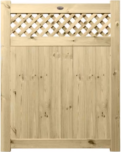 Premier Garden Supplies URBAN Interlocked Tongue Groove Pressure Treated Garden Gate with Diamond Trellis Top, W: 120 cm, H: 150 cm