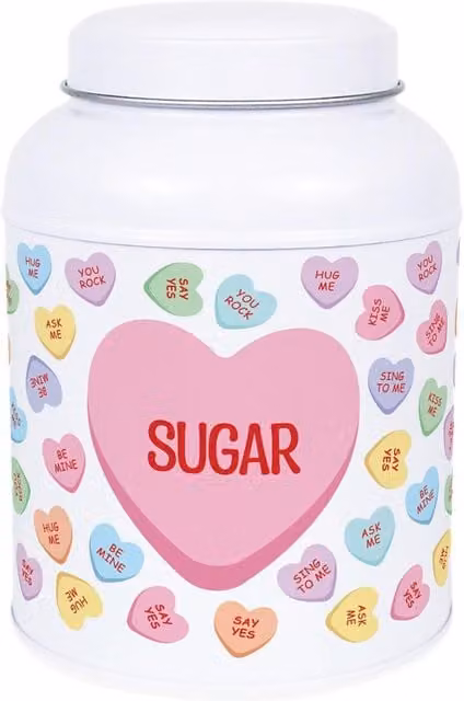 Purely Home Heart Candy Hot Chocolate Metal Storage Tin with Domed Lid in White