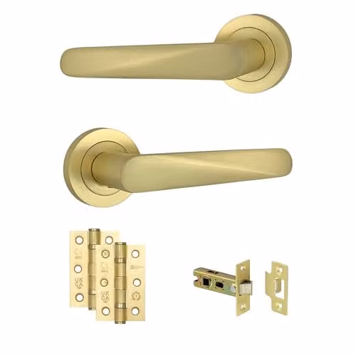 AXS Hardware Detroit Internal Door Handle Pack in Satin Brass with 127mm Lever and Concealed Fixings – 1