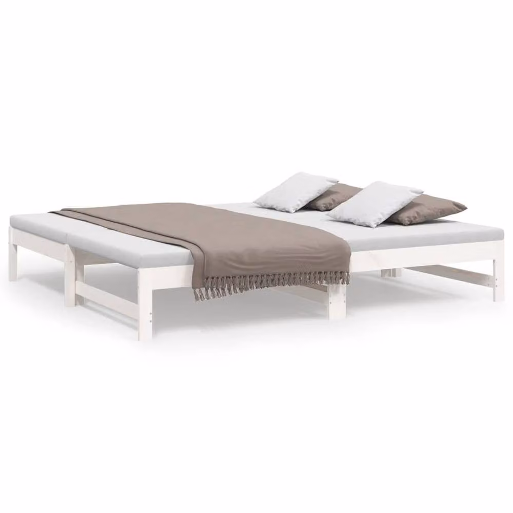 Berkfield Home White Pull-out Day Bed in Solid Pine Wood, W/D/H: 190 x 75 x 75 cm (2 units) – 2