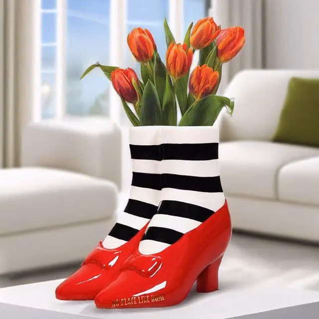 Half Moon Bay Wizard of Oz Wicked Witch Shaped Ceramic Tabletop Planter in Red, Black and White, H 16.5 x W 15.8 x D 13.5 cm – 3