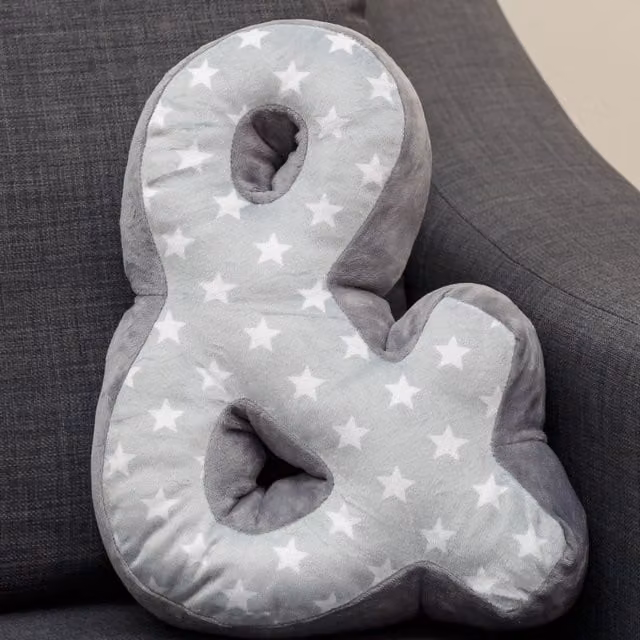 Echo Three Ampersand Letter Cushion in Grey and White