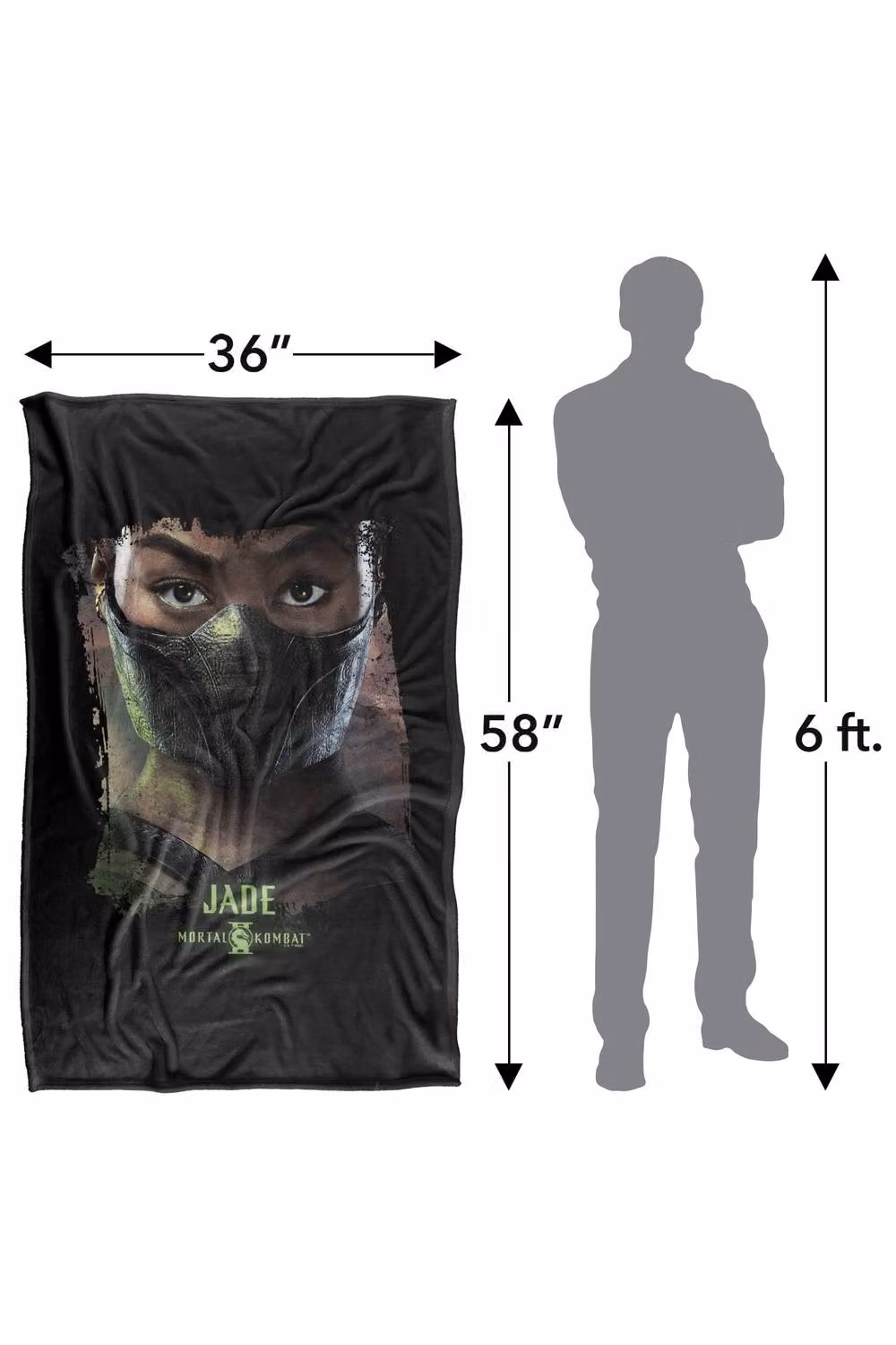 Warner Bros. Mortal Kombat 2 Jade Portrait Super Soft Fluffy Polyester Throw Blanket in Multicolour and Black, Large – 3