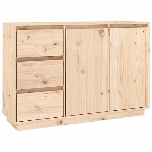 vidaXL Rustic Solid Wood Pine Sideboard in Natural Pine, W/D/H: 111 x 34 x 75 cm