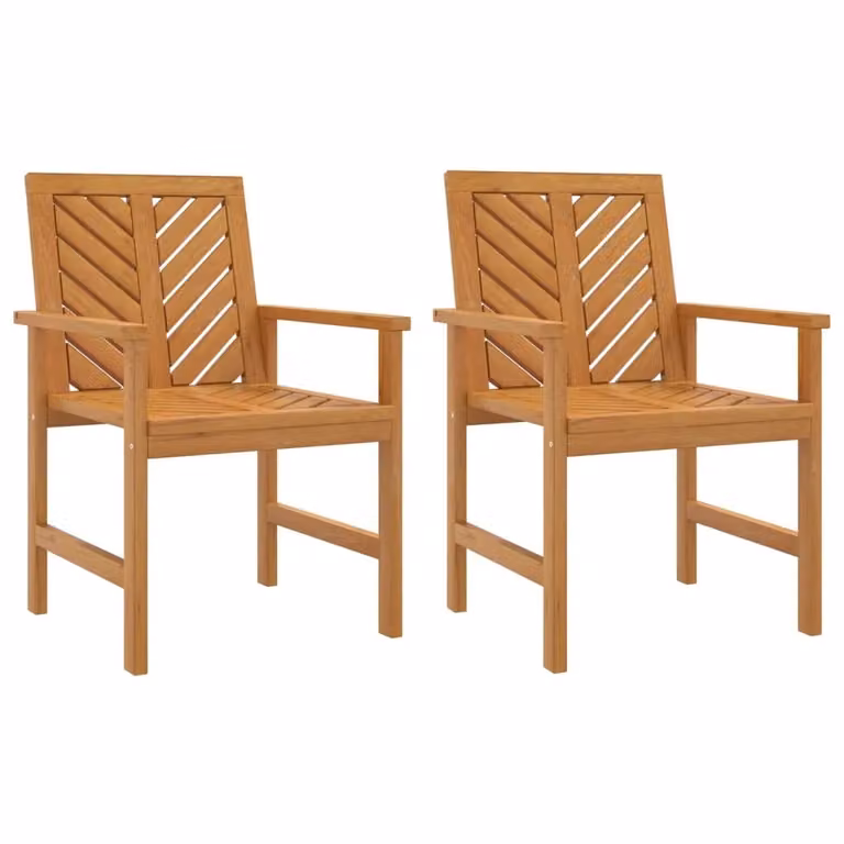 Berkfield Home Set of 2 Brown Acacia Wood Garden Dining Chairs