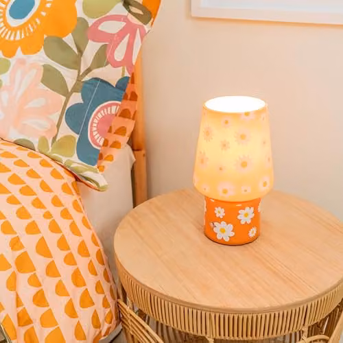 ValueLights Hanya Glass Rechargeable LED Portable Touch Table Lamp in Yellow and Orange – 2