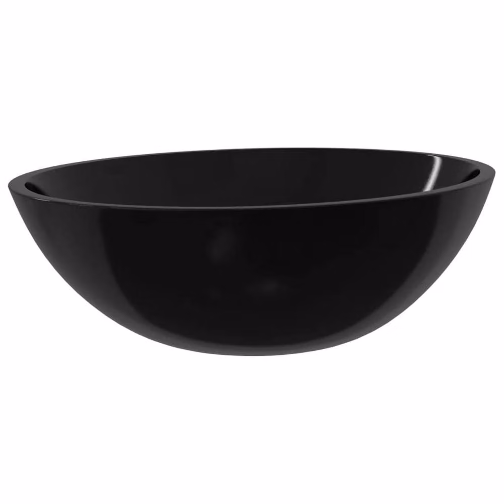 Berkfield Home Modern Basin Glass in Black, W: 50 cm, D: 37 cm, H: 14 cm – 3
