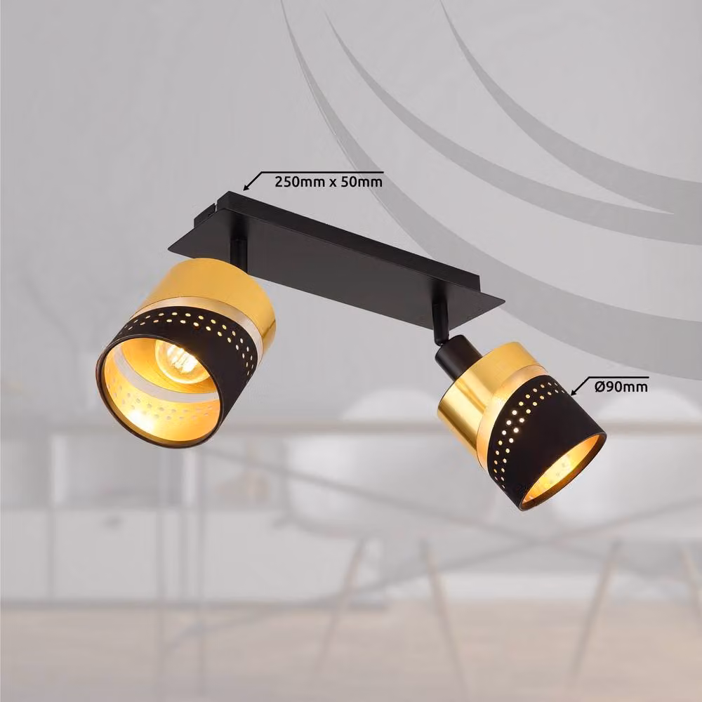Netlighting Or Twin Ceiling Spotlight in Matt Black with 2x E14 Sockets – 4