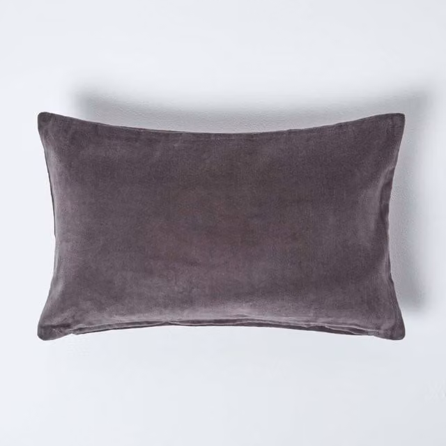 Homescapes Velvet Cushion Cover in Grey and Orange, W: 50 cm
