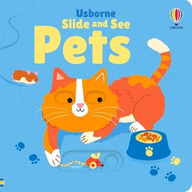 Fiona Watt Slide & See Pets Board Book, Multicolour