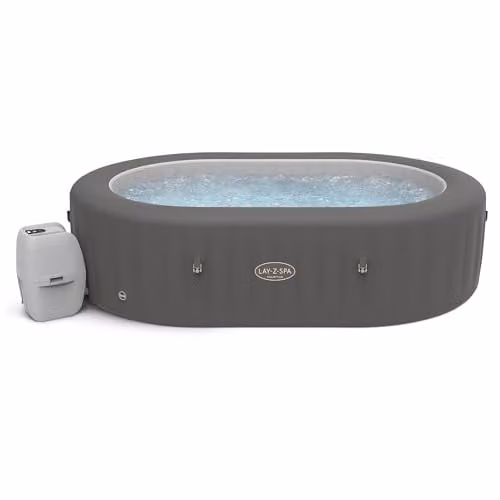 Lay-Z-Spa Mauritius AirJet Inflatable Oval Hot Tub, Grey, 5-7 Person with Wifi App Control