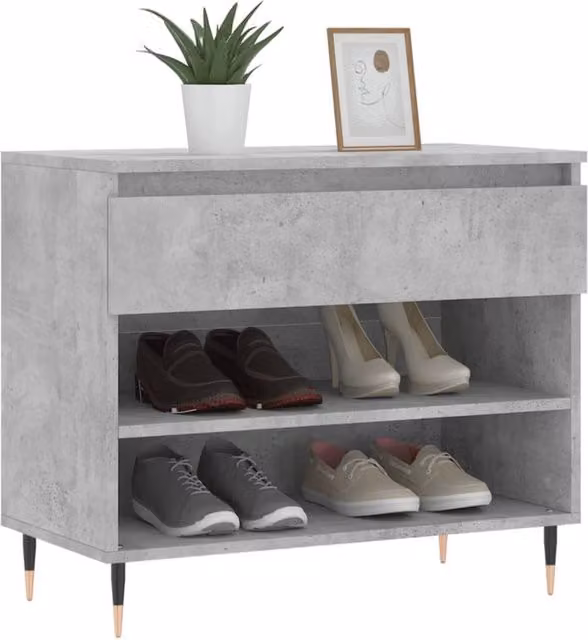 Berkfield Home Modern Shoe Cabinet in Concrete Grey, W/D/H: 70 x 36 x 60 cm – 1