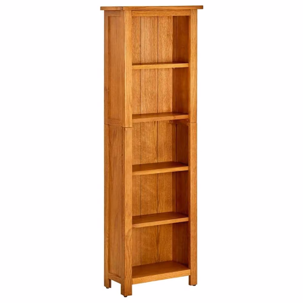 Berkfield Home Beautiful 5-Tier Solid Oak Wood Bookcase in Brown, W/D/H: 45 x 22 x 140 cm – 2