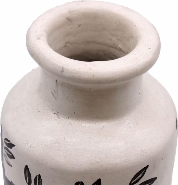 KDMK Ceramic Bamboo Motif Straight Tabletop Vase in White and Black