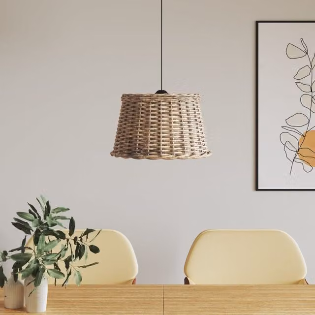 Berkfield Home Brown Wicker Ceiling Lamp Shade, W: 45 cm, H: 28 cm – 1