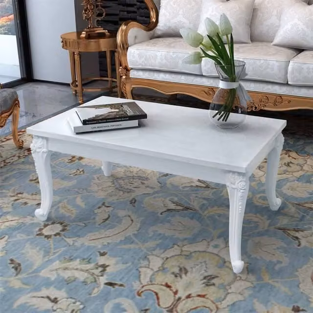 Berkfield Home High Gloss White Coffee Table, W: 100 cm, D: 50 cm, H: 42 cm – 1