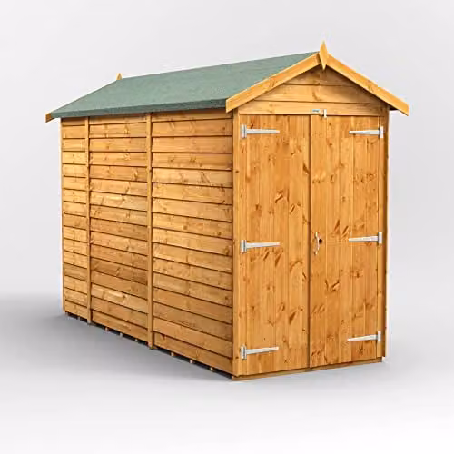 Powersheds Premium Apex Overlap Wooden Shed with Double Doors in Brown (Windowless) – 1