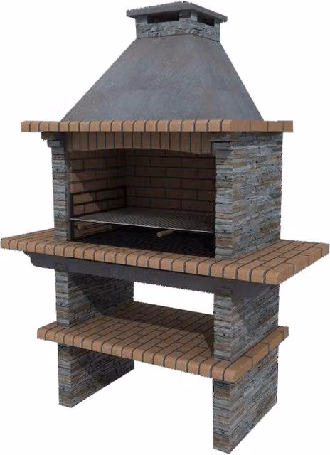 Callow Mediterrani Slate Charcoal Masonry BBQ in Grey, W/D/H: 238 x 76 x 44 cm