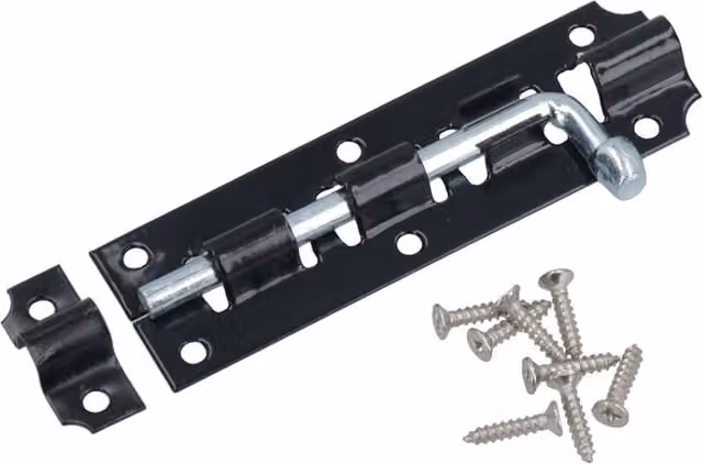 Garden Mile Jumbo Black Door Bolt 4 inch Steel