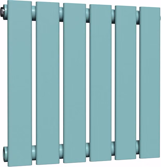 Lux Heat Single Flat Horizontal Steel Wall Mounted Radiator in Turquoise and Green, W: 42 cm, H: 40 cm