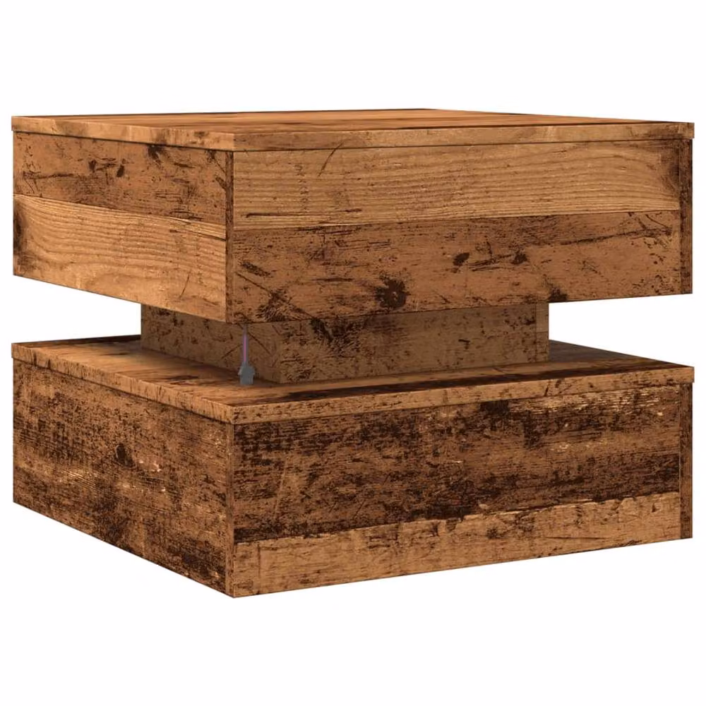 Berkfield Home Modern Square Coffee Table with LED Lights in Brown, W/D/H: 50 x 50 x 40 cm – 6