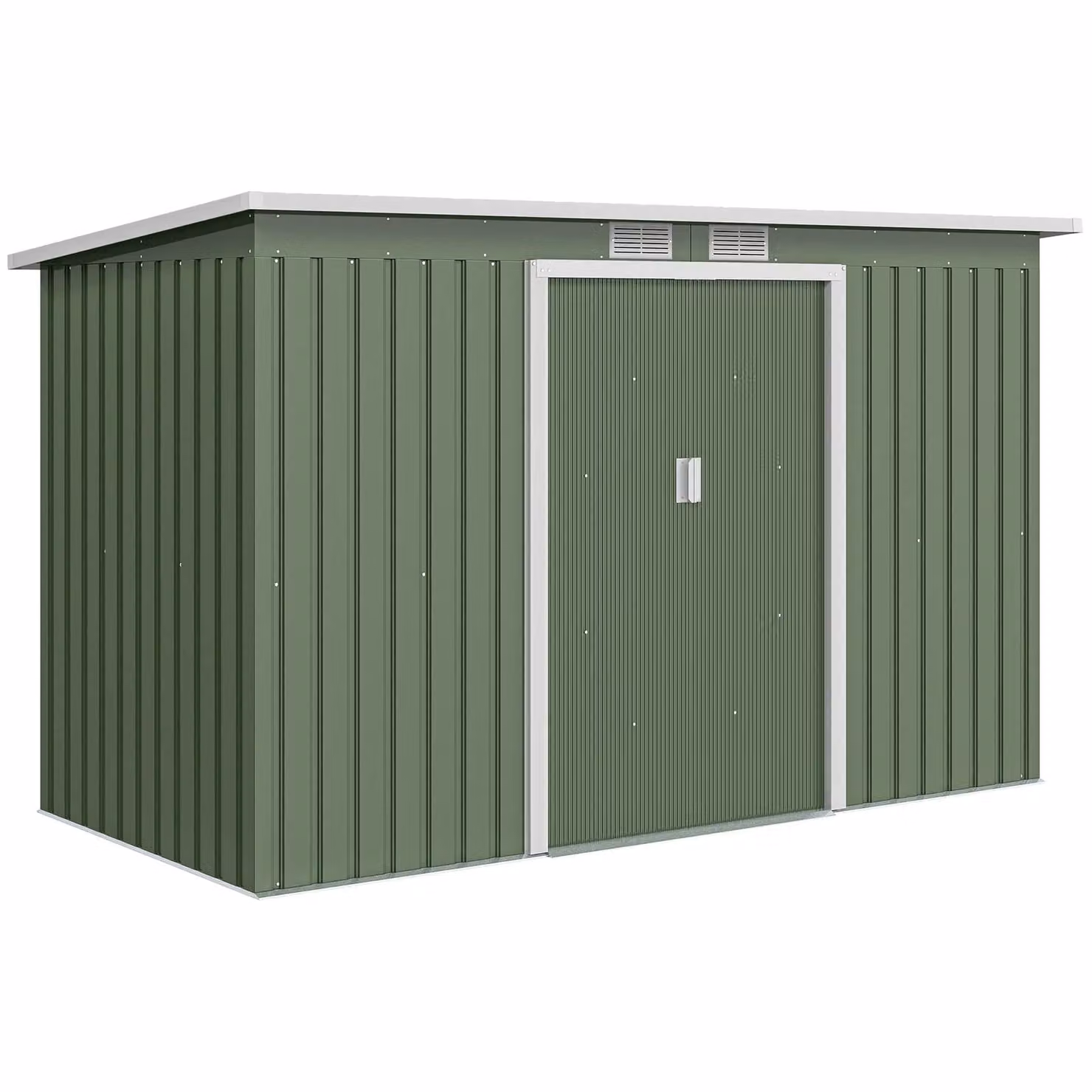 Outsunny Green Metal Garden Storage Shed with Double Doors and Window, W/D/H: 274.32 x 121.92 x 158 cm – 3