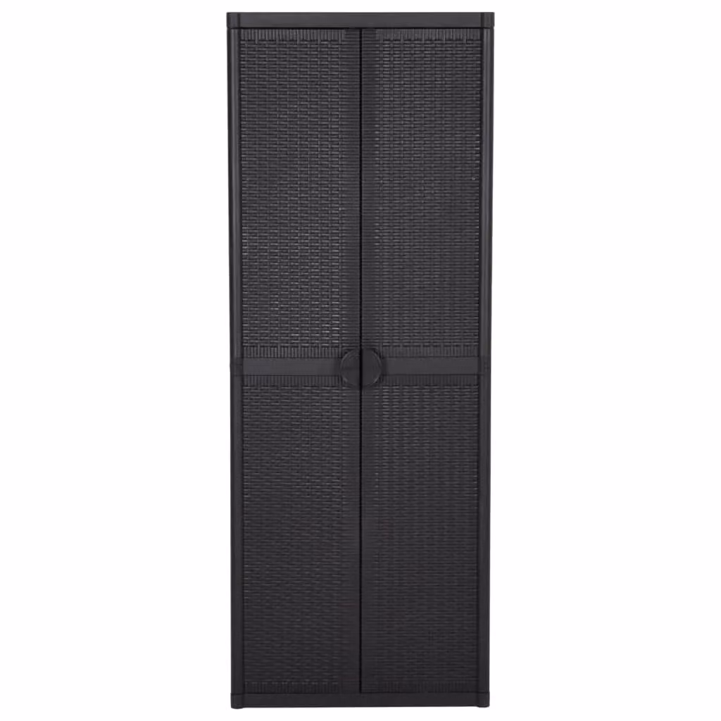 Berkfield Home Garden Storage Cabinet in Black Rattan Plastic with Internal Shelves, W/D/H: 65 x 45 x 172 cm – 2