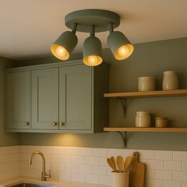 Eglo Tilston Minimalist Triple Ceiling Spotlight in Green Metal