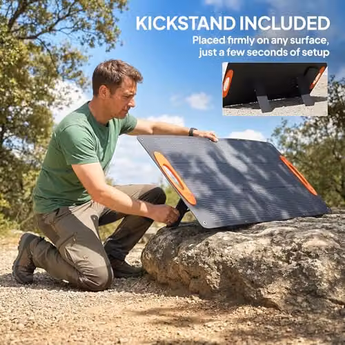 HOMCOM 100W Portable Foldable Solar Panel Charger in Black with USB-A and USB-C – 5