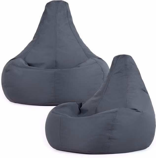 ICON Set of 2 Indoor and Outdoor Recliner Bean Bags in Charcoal Grey