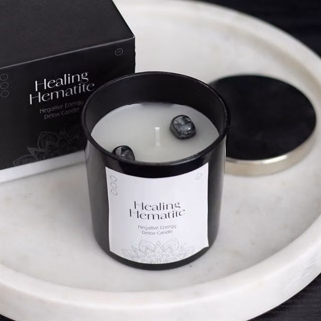 KDMK Healing Hematite Detox Tabletop Candle in Black and White