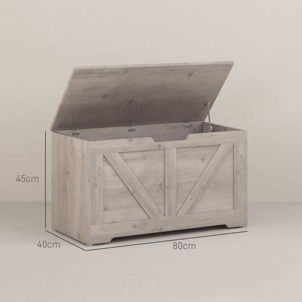 Wyld Haus Kamari Grey Wood Effect 100L Storage Chest with Soft Close Lid, W/D/H: 80 x 45 x 40 cm – 2