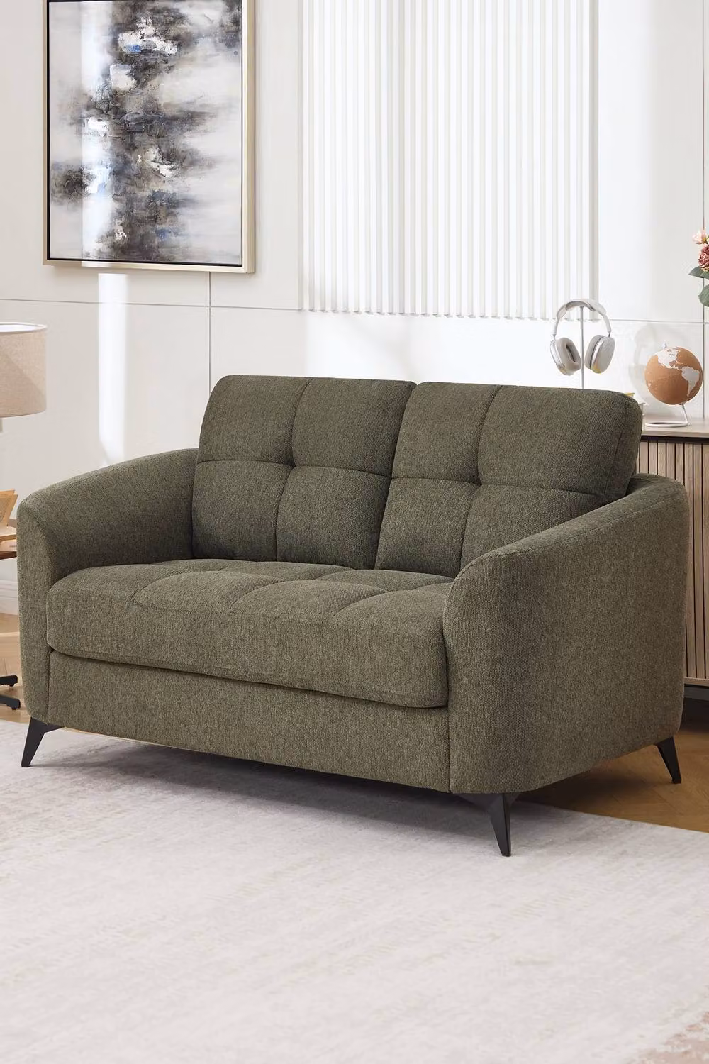 More4Homes Solna Scandi Style Fabric Sofa Set in Green – 3