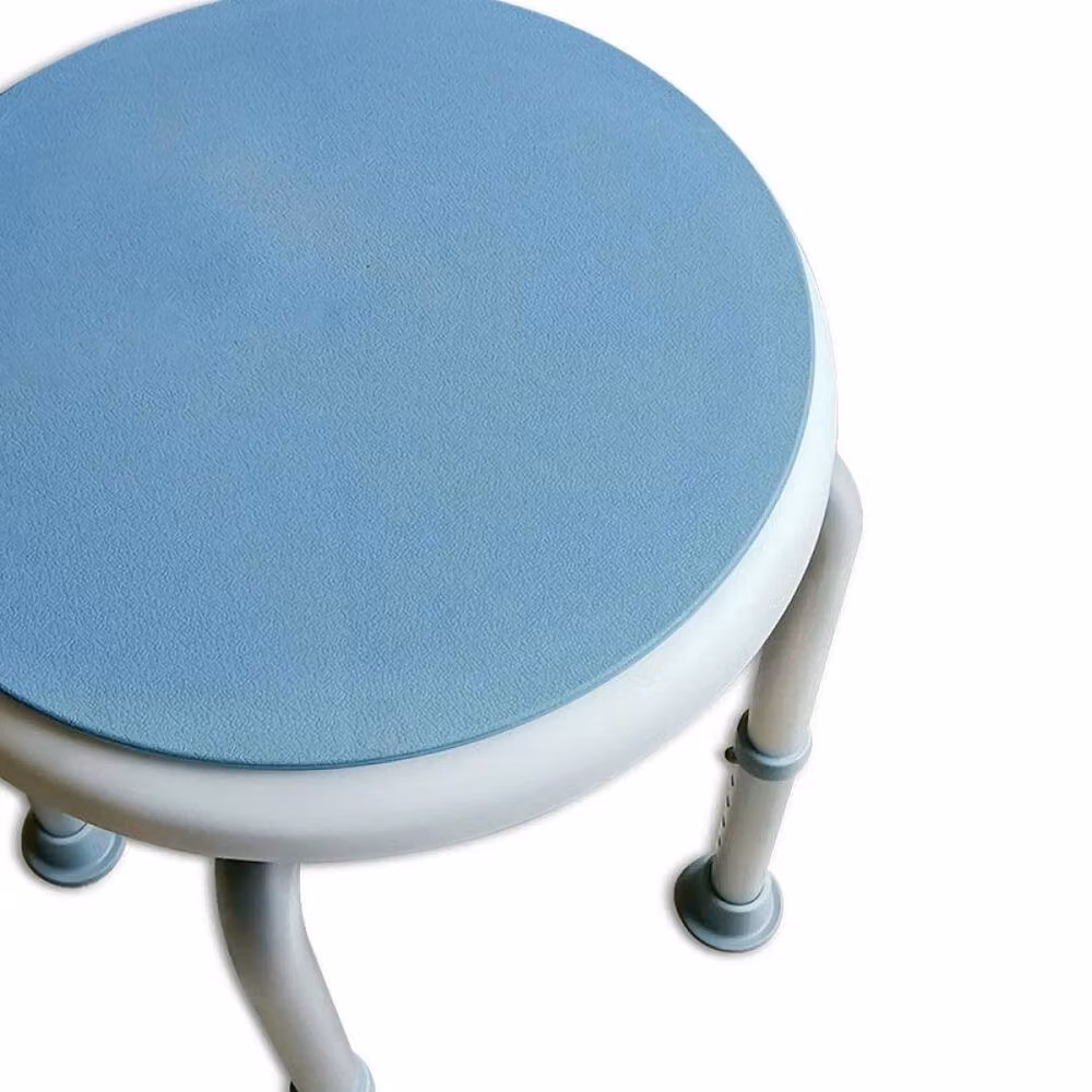 FLAVORA Adjustable Height Blue Bath Chair with 360 Degree Swivel Seat and Non Slip Legs – 2