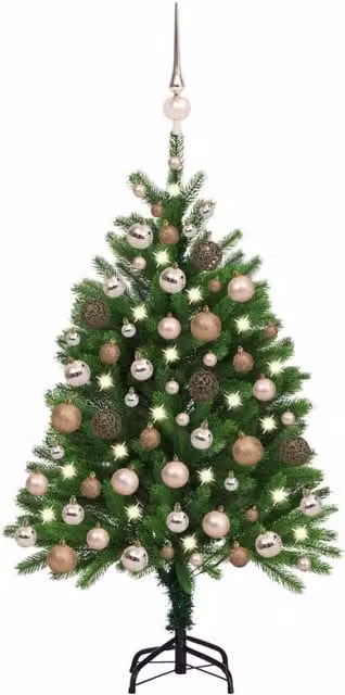 Berkfield Home Pre-lit Artificial Christmas Tree with Ball Set, Green, Height: 120 cm