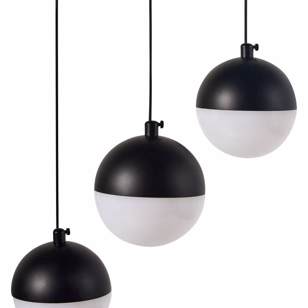 Wyld and Coco Black Modern Pendant Lamp with 3 Integrated LED Round Shades and Adjustable Height – 2