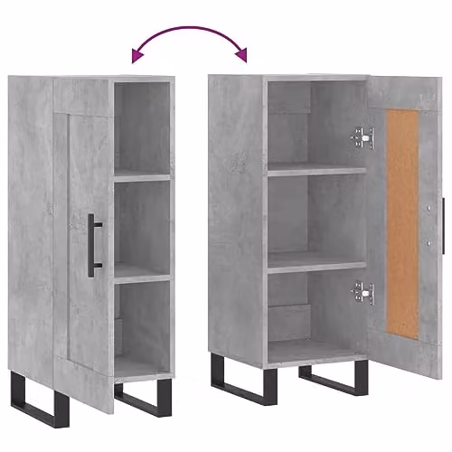 vidaXL Modern Sideboard in Concrete Grey, Engineered Wood, W/D/H: 34.5 x 34 x 90 cm – 3