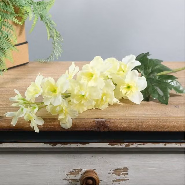 Kingsbury Gifts Silk Arundel Garden Delphinium Stem, Yellow, Height: 77 cm