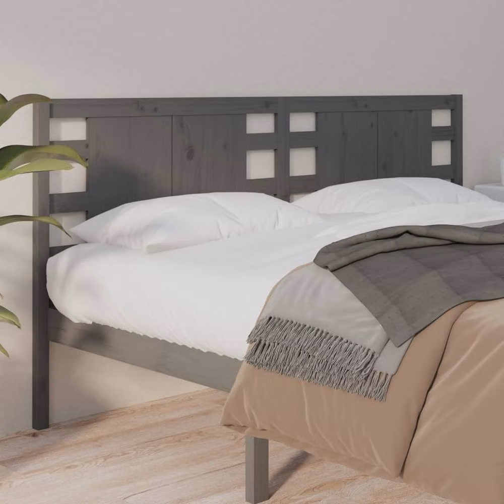 Berkfield Home Grey Solid Wood Pine Headboard, W: 126 cm, D: 4 cm, H: 100 cm – 2