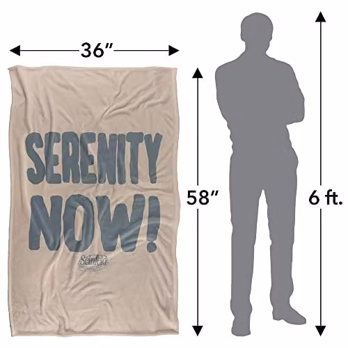 Warner Bros. Seinfeld The Serenity Now Super Soft Silky Touch Fleece Throw Blanket, W/D/H: 91 x 147 cm, Beige/Multicolour – 2
